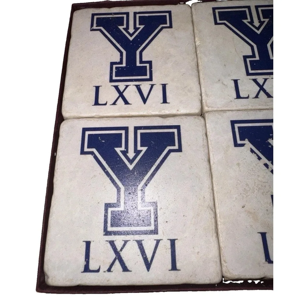 Set Of 4 Yale University Marble Coasters